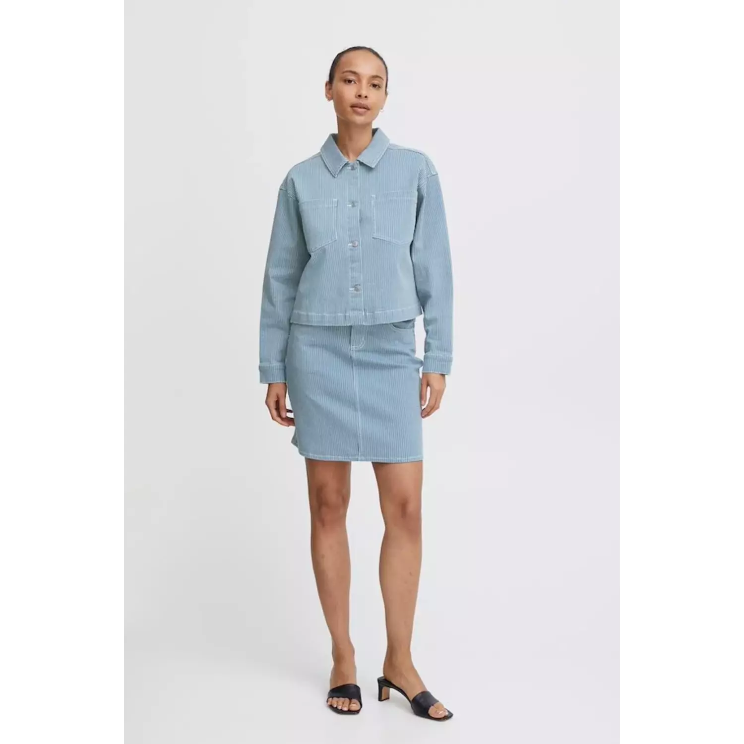 B.Young ByKasio Denim Streep Skirt Blauw - Afbeelding 3