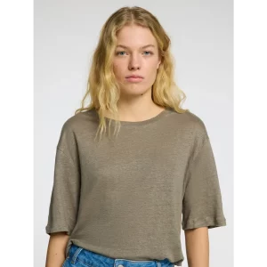 Selected Femme SLFVilja Linnen T-shirt Groen