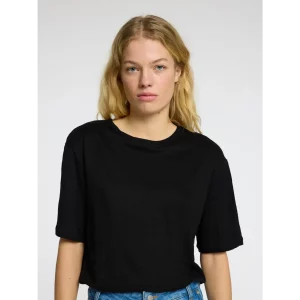 Selected Femme SLFVilja Linnen T-shirt Zwart