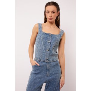 Fluresk Elissa Jeans Top Blauw