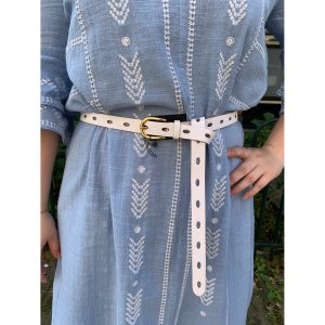 Elvy perfo belt wit
