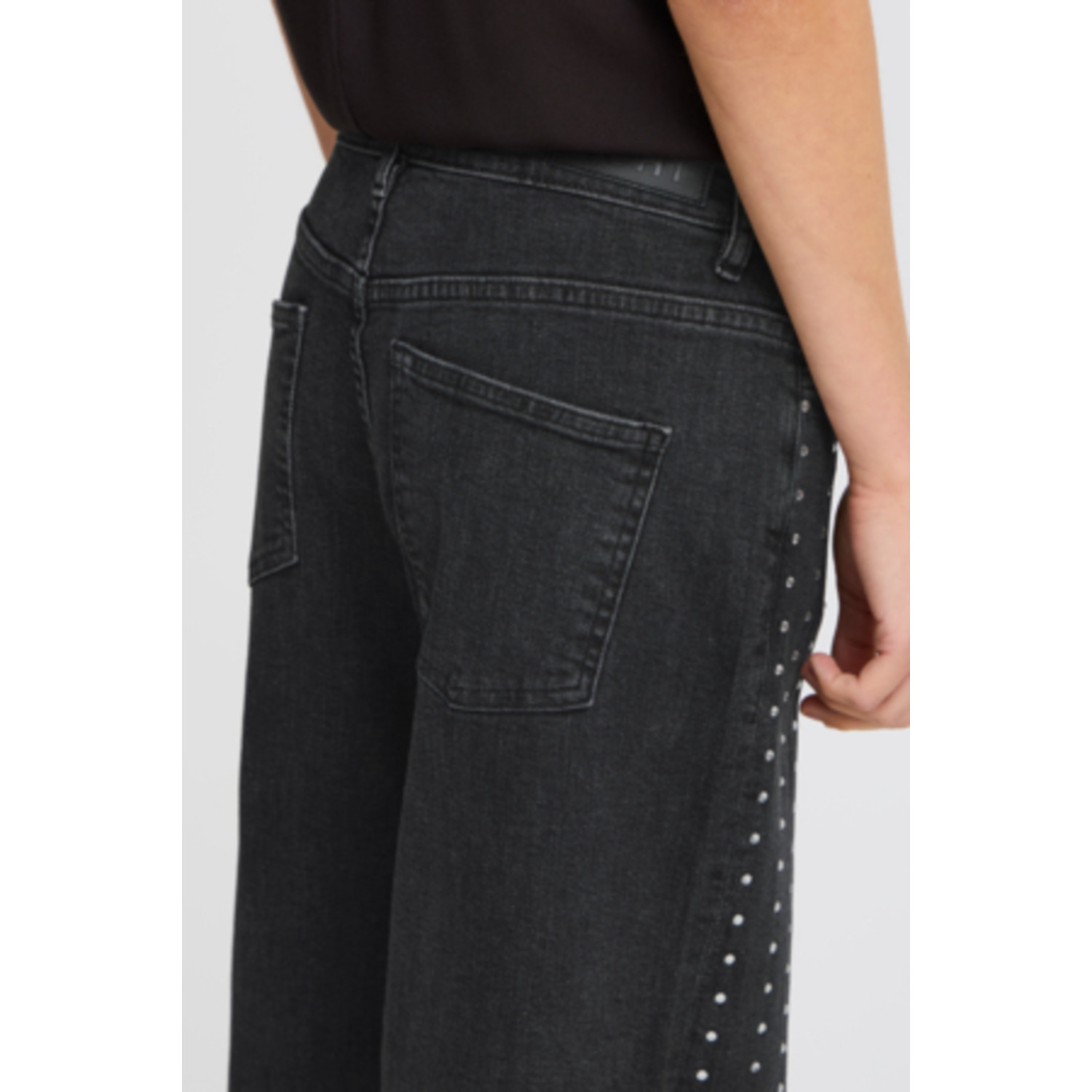 ICHI IHBraidy Sequins Wide Leg Jeans Zwart - Afbeelding 7