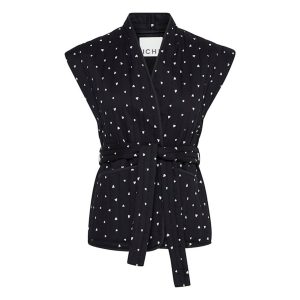 ICHI IhLenarda Waistcoat Zwart met hartjes