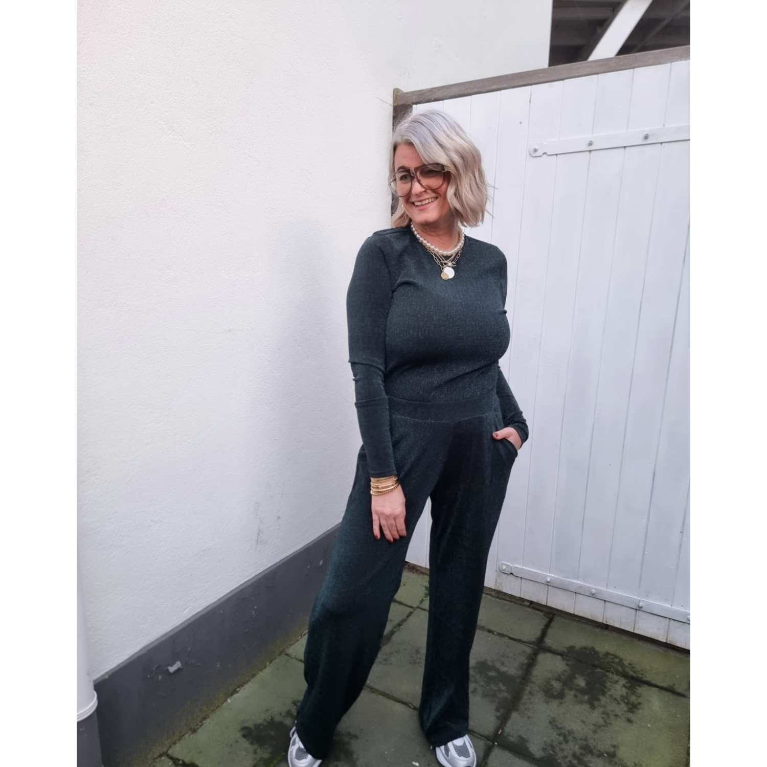 Sisters Point Vyla-Pa1 Broek Glitter Zwart Groen - Afbeelding 2