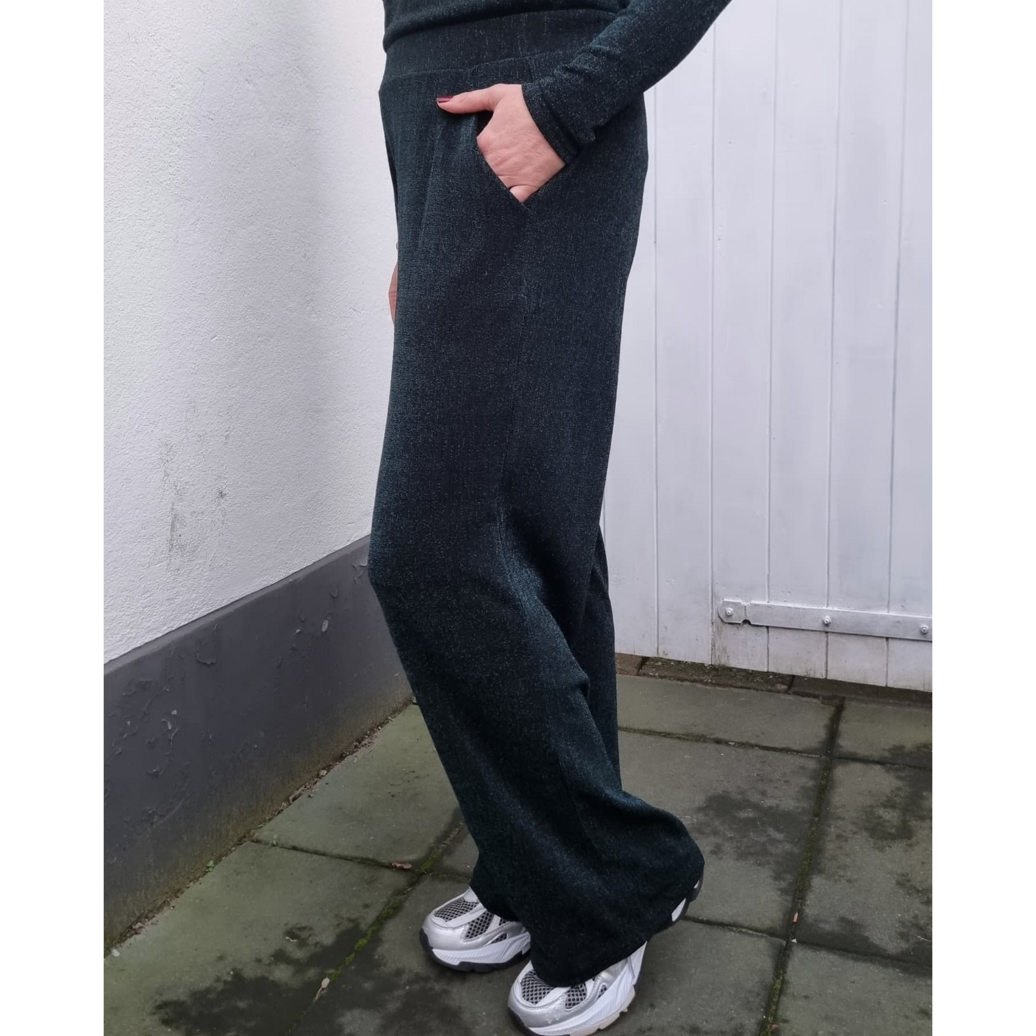 Sisters Point Vyla-Pa1 Broek Glitter Zwart Groen