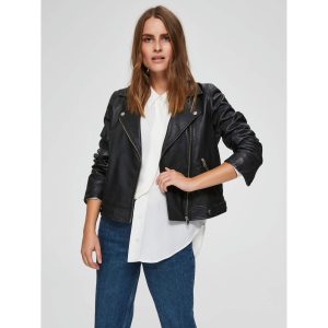 Selected Femme Katie Leathe Jacket Noos Zwart