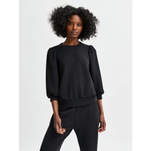 Selected Femme SLFTenny 3/4 Sweat Top Zwart