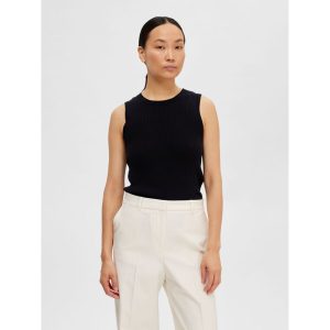 Selected Femme Lydia O-neck Knit Top Zwart