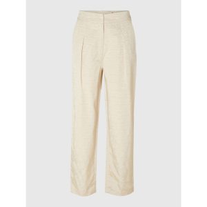 Selected Femme Firmina HW Straight Pants Beige