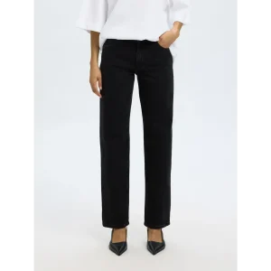 Selected SFLWide Bea-Kori HW Jeans Zwart