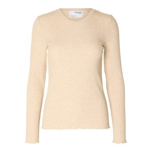 Selected Femme SLFAnna crew neck tee beige