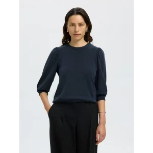 Selected Femme SLFTenny 3/4 Sweat Top Donker Blauw