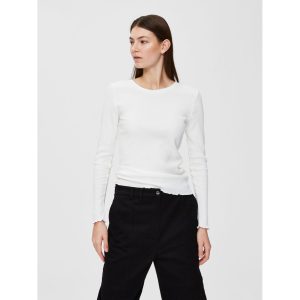 Selected Femme Anna crew neck tee snow white