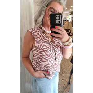 B.young BYFalakka Zebra Waistcoat Rood