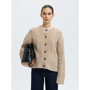 Selected Women SLFNelly Wol Knit Vest Beige