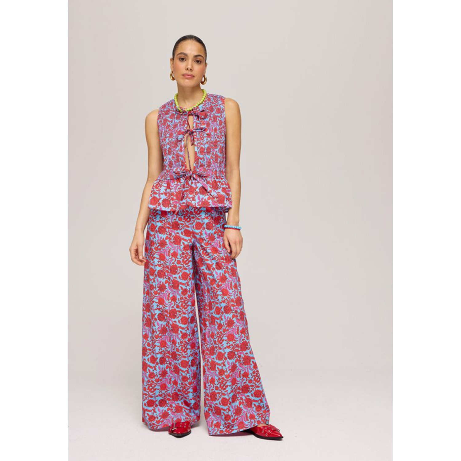 Harper&Yve Rosie Flower Pants Rood Blauw - Afbeelding 3