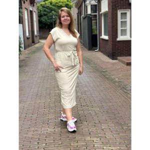 Selected Femme Essential SL V-Neck Ankle Dress Beige