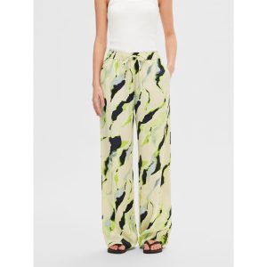 Selected Femme Lilian Wide Pants Wit Blauw Groen