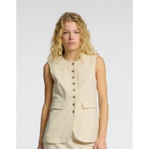 Selected Femme SLFIluna SL Button Gilet Crème