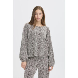 ICHI IHOelly Sw3 Zebra Sweater Beige Bruin