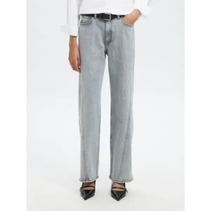 Selected Women SLFWide Rosa-Kori Twisted HW Jeans Grijs
