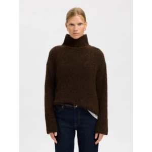 Selected Women SLFGabriella KNit High Neck Bruin