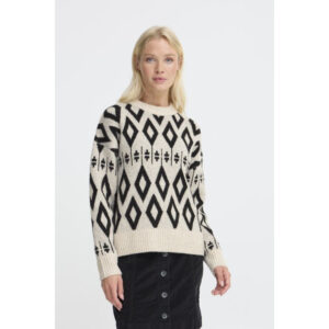 B.young BYMirko Jacquard Trui Zwart Beige