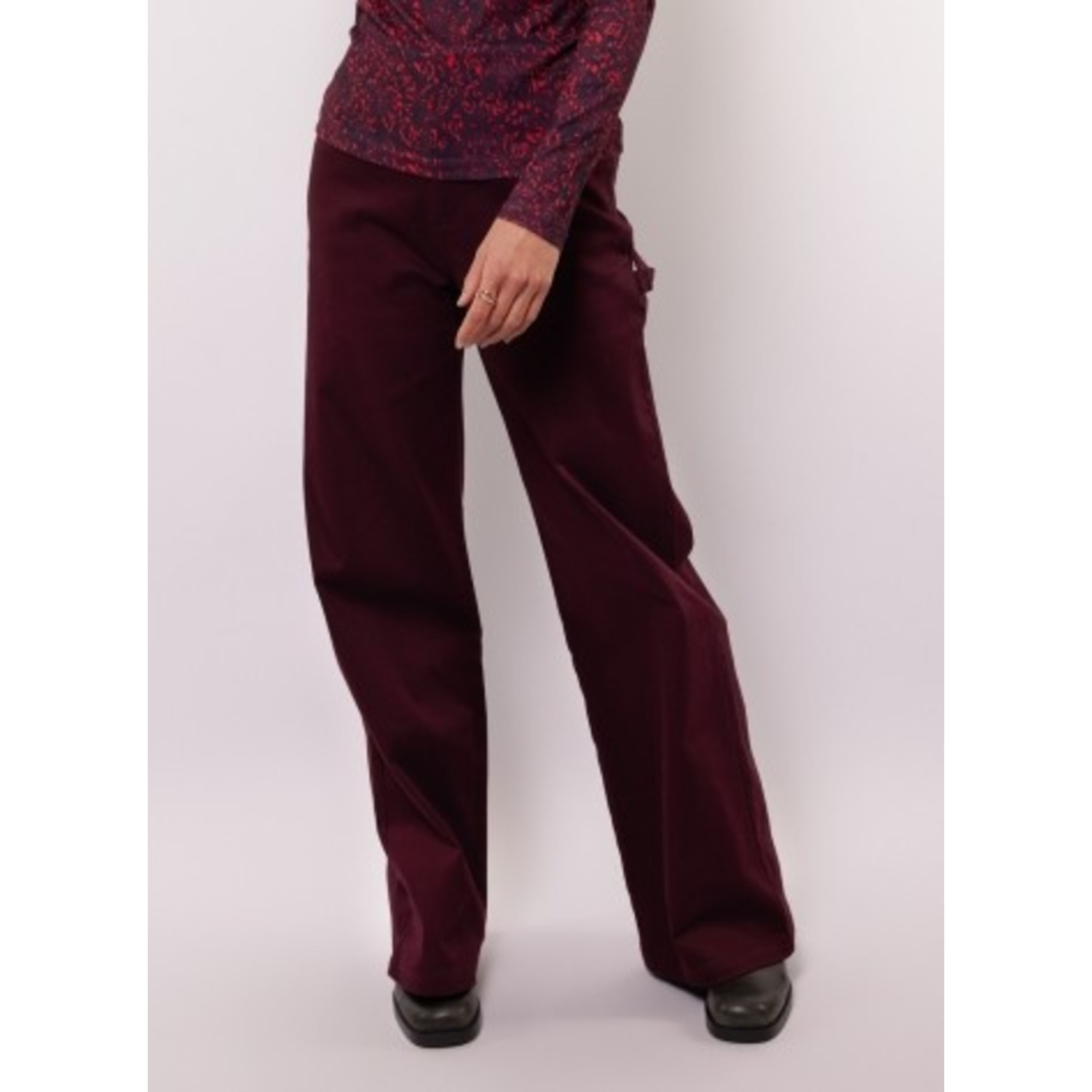 Fluresk Raquel Wide Leg Pants Bordeaux Rood