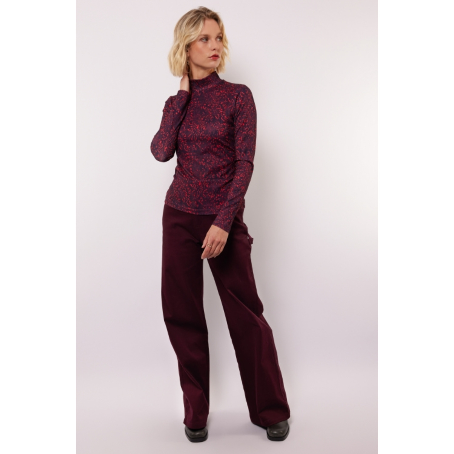 Fluresk Raquel Wide Leg Pants Bordeaux Rood - Afbeelding 4