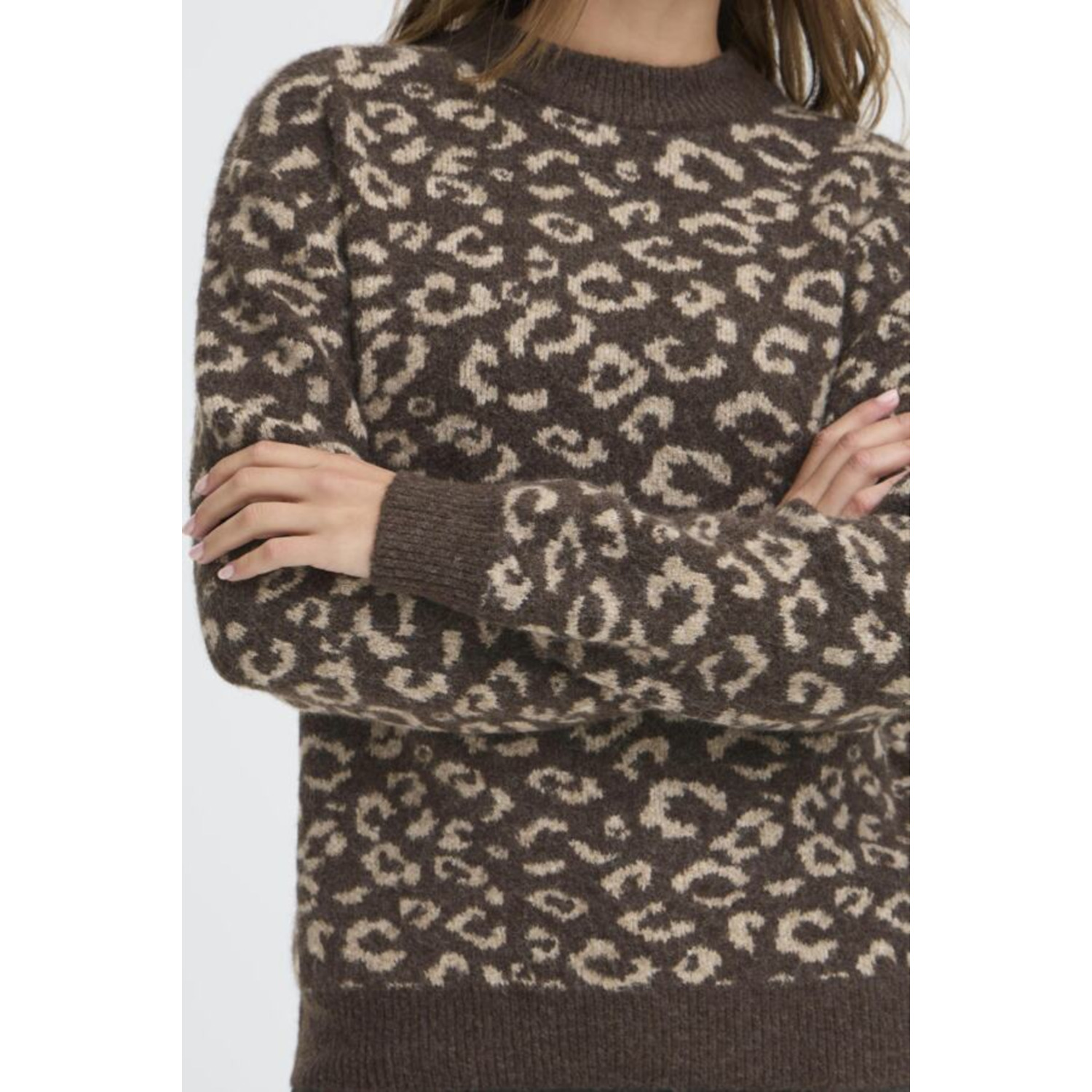 Pulz PZArtha Oneck Trui Leopard Bruin - Afbeelding 3