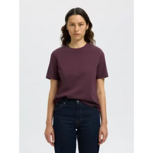 Selected Women SLFEssential Basic T-Shirt Bordeaux Rood