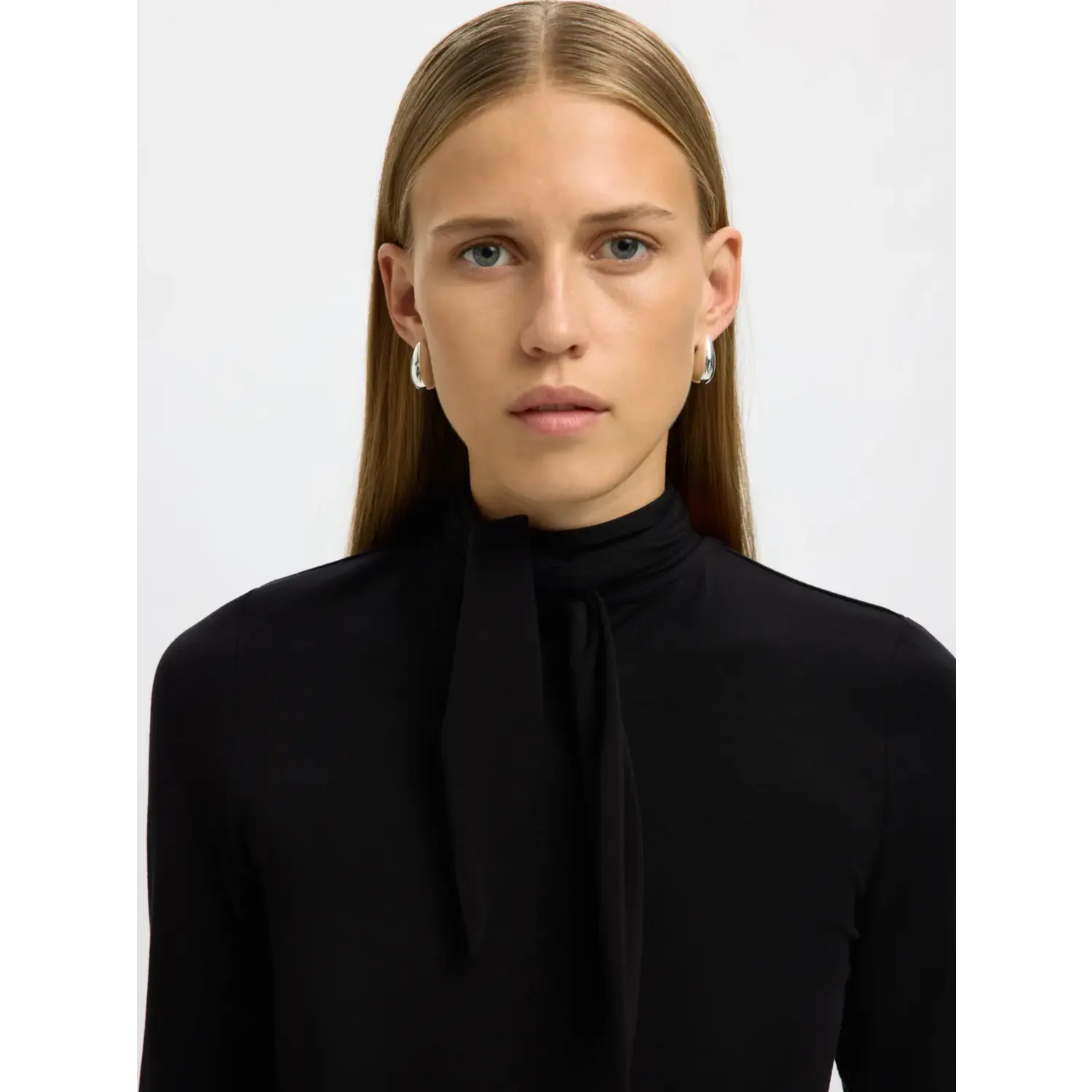 Selected Women SLFLina Lano LS High Neck Top Zwart