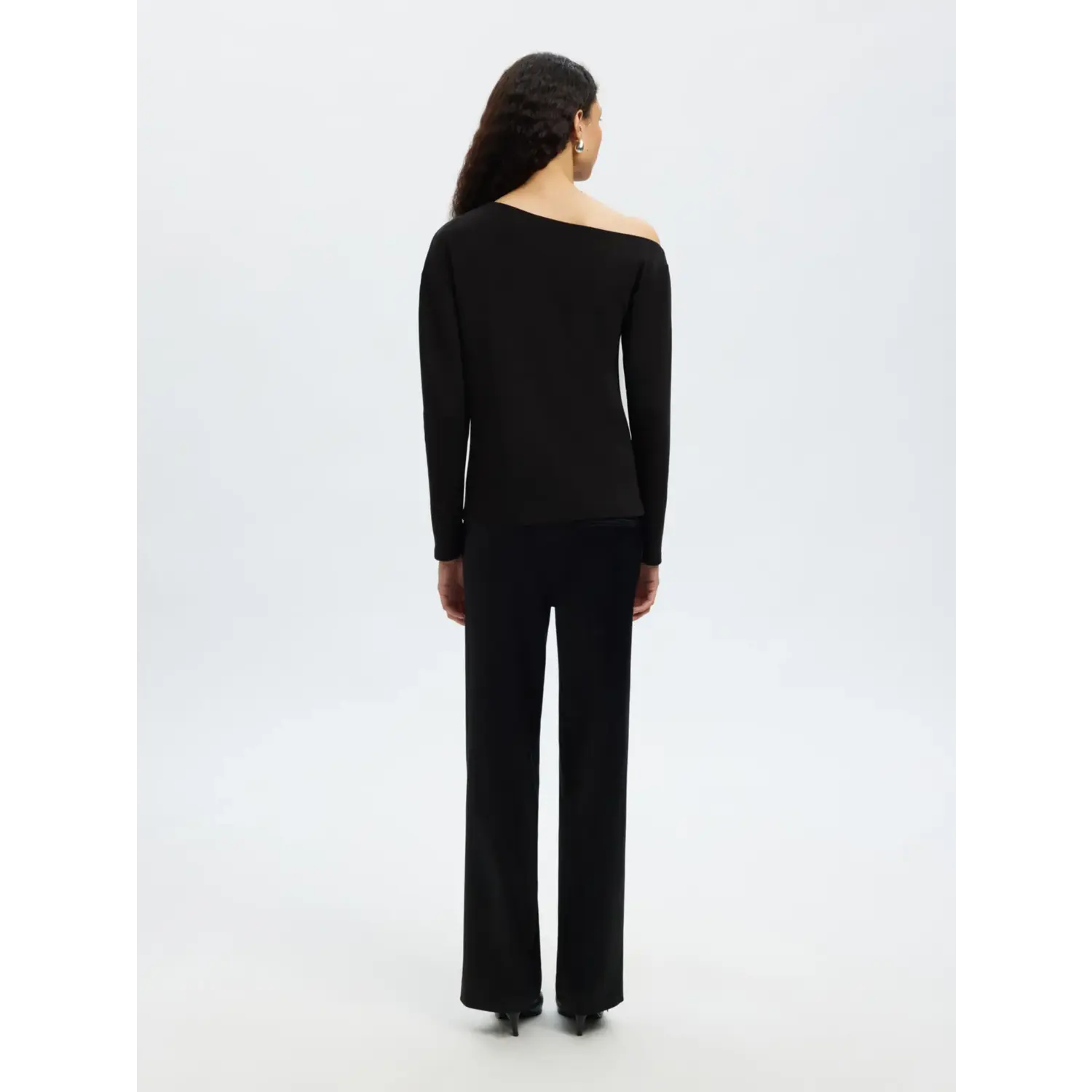 Selected Women SLFTenny LS Draped Top Zwart - Afbeelding 3