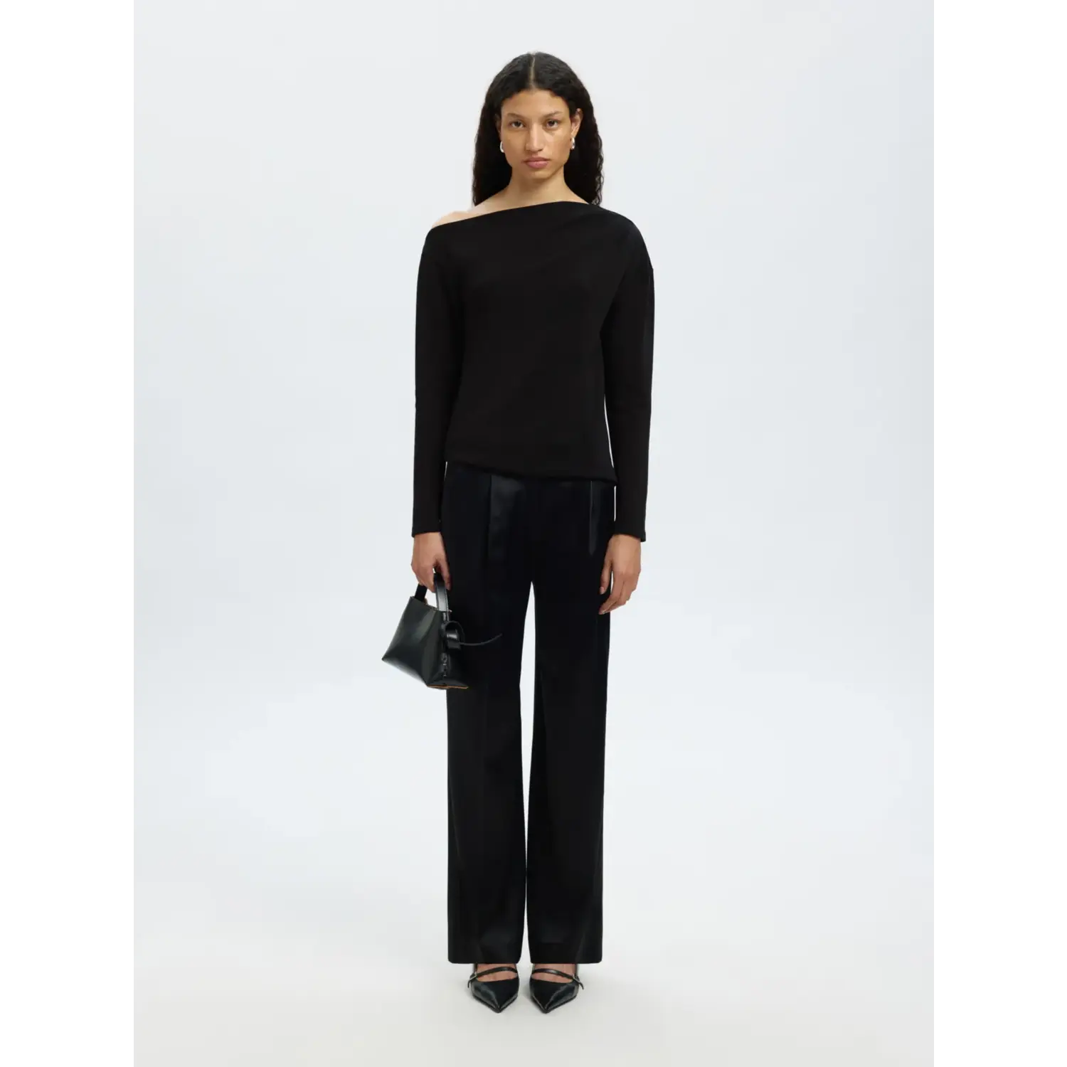 Selected Women SLFTenny LS Draped Top Zwart - Afbeelding 4