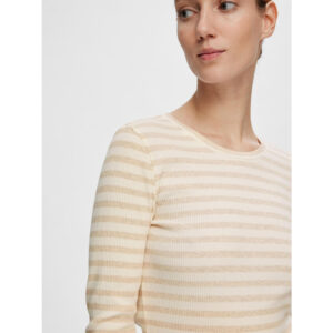 Selected Femme SLFAnna LS Crew Neck Tee Beige Wit