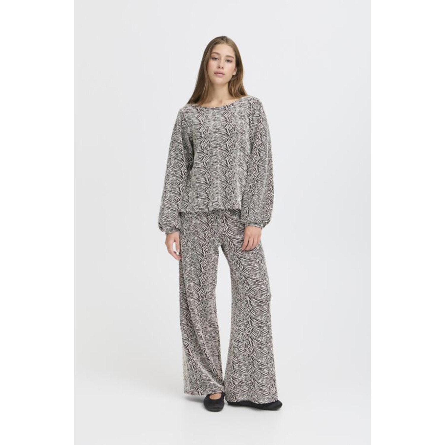 ICHI IHOelly Sw3 Zebra Sweater Beige Bruin - Afbeelding 2