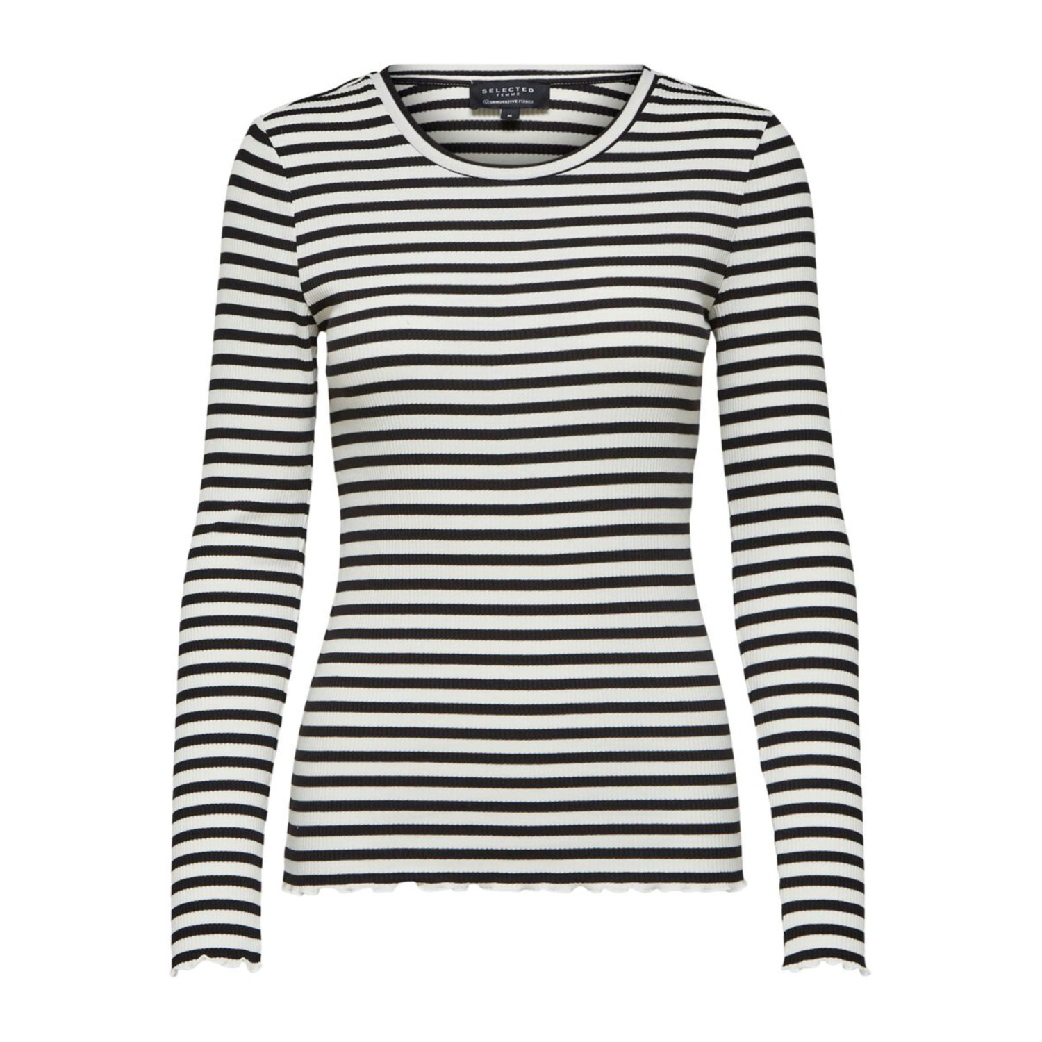 Selected Femme SLFAnna crew neck top Zwart Wit - Afbeelding 4