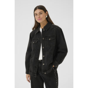 Culture CUCally Denim Strass Stud Blouse Zwart