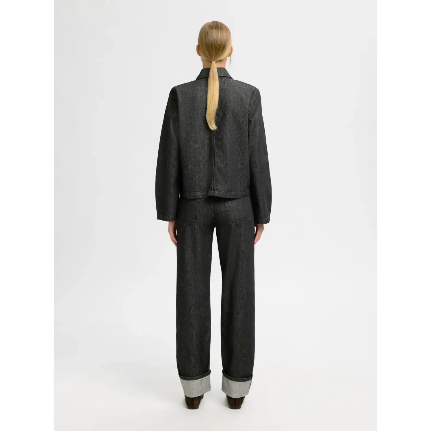 Selected Women SLFlyra-Bora Denim Shirt Zwart - Afbeelding 4