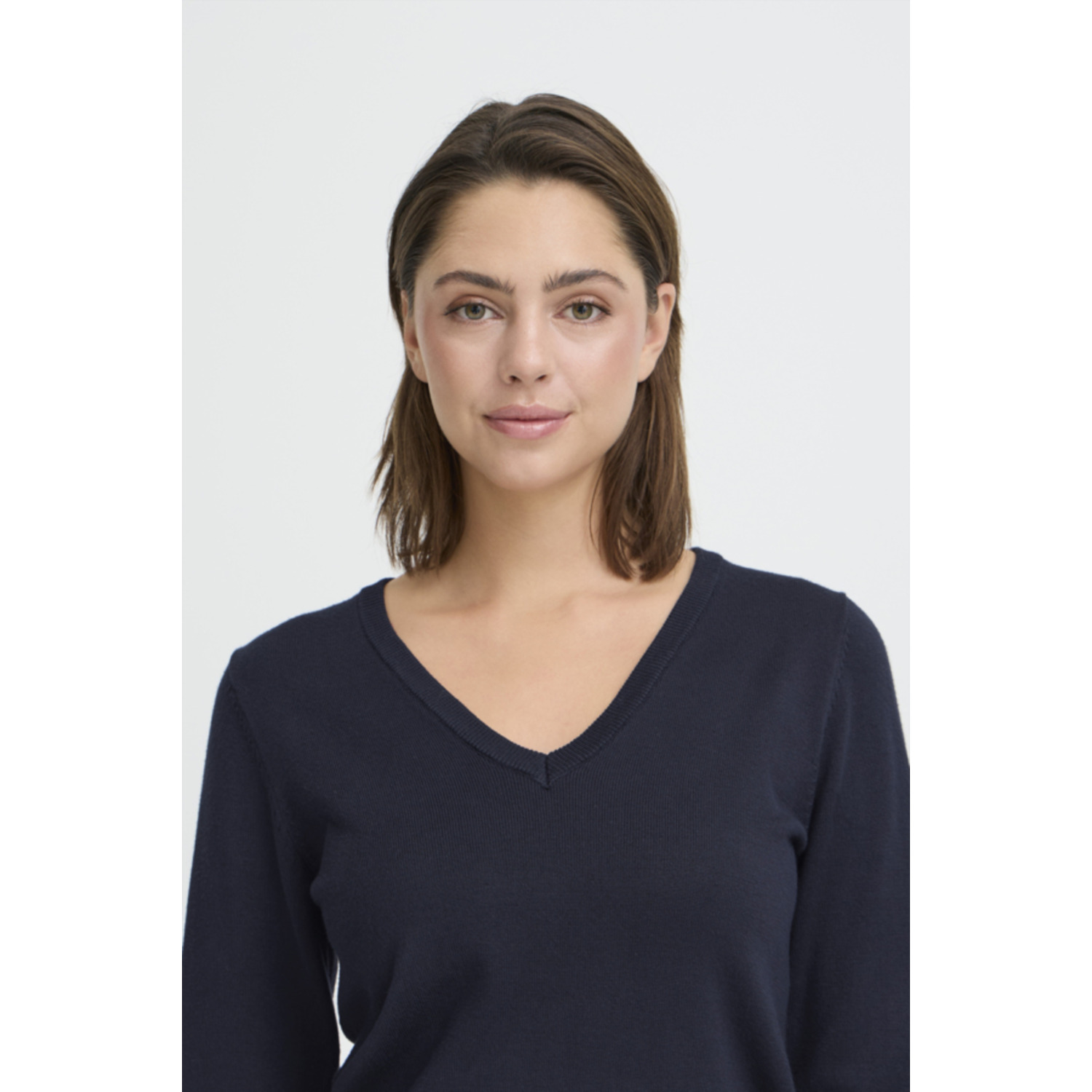 ICHI IHLuls V-Neck LS Donker Blauw - Afbeelding 4