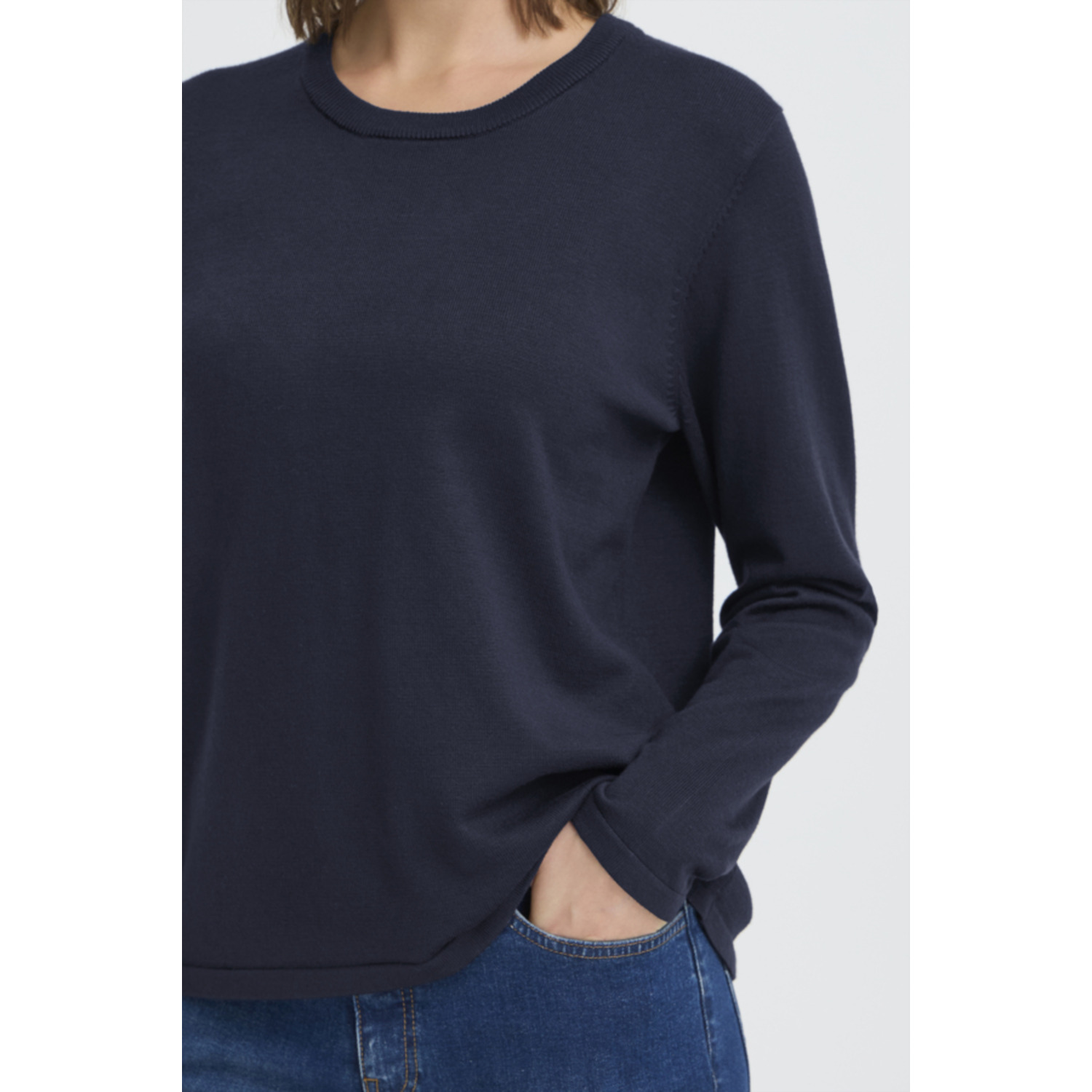 ICHI IHLuls O-Neck LS Donker Blauw - Afbeelding 4