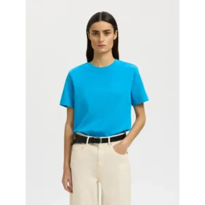 Selected Women SLWEssential Boxy T-Shirt Hel Blauw