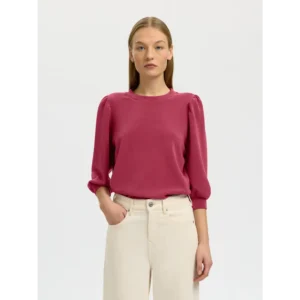 Selected Women SLWTenny 3/4 Sweat Top Roze Paars