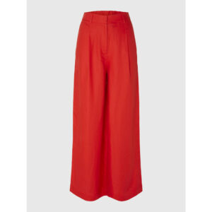 Selected Femme Lyra HW Wide Linnen Pants Rood