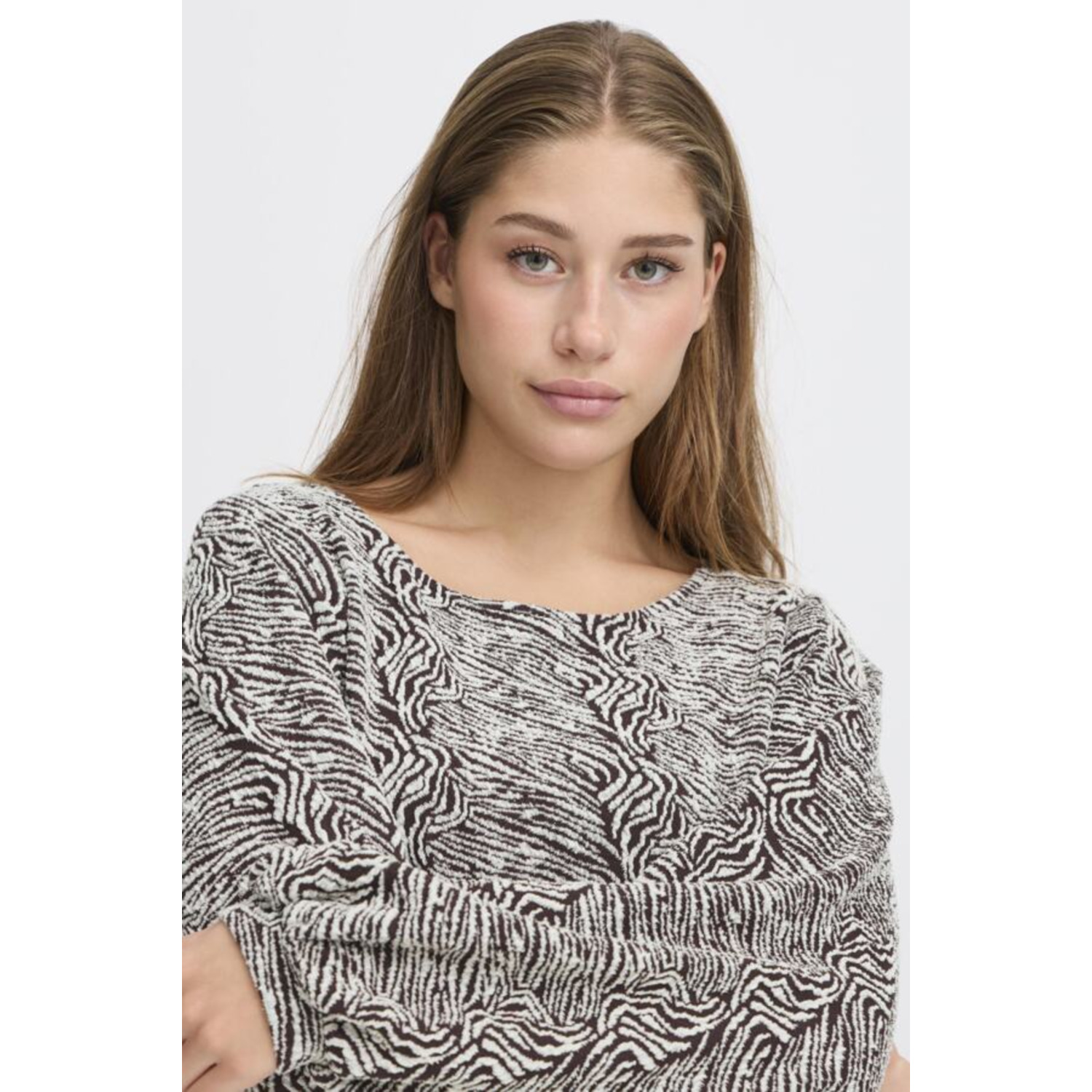 ICHI IHOelly Sw3 Zebra Sweater Beige Bruin - Afbeelding 3