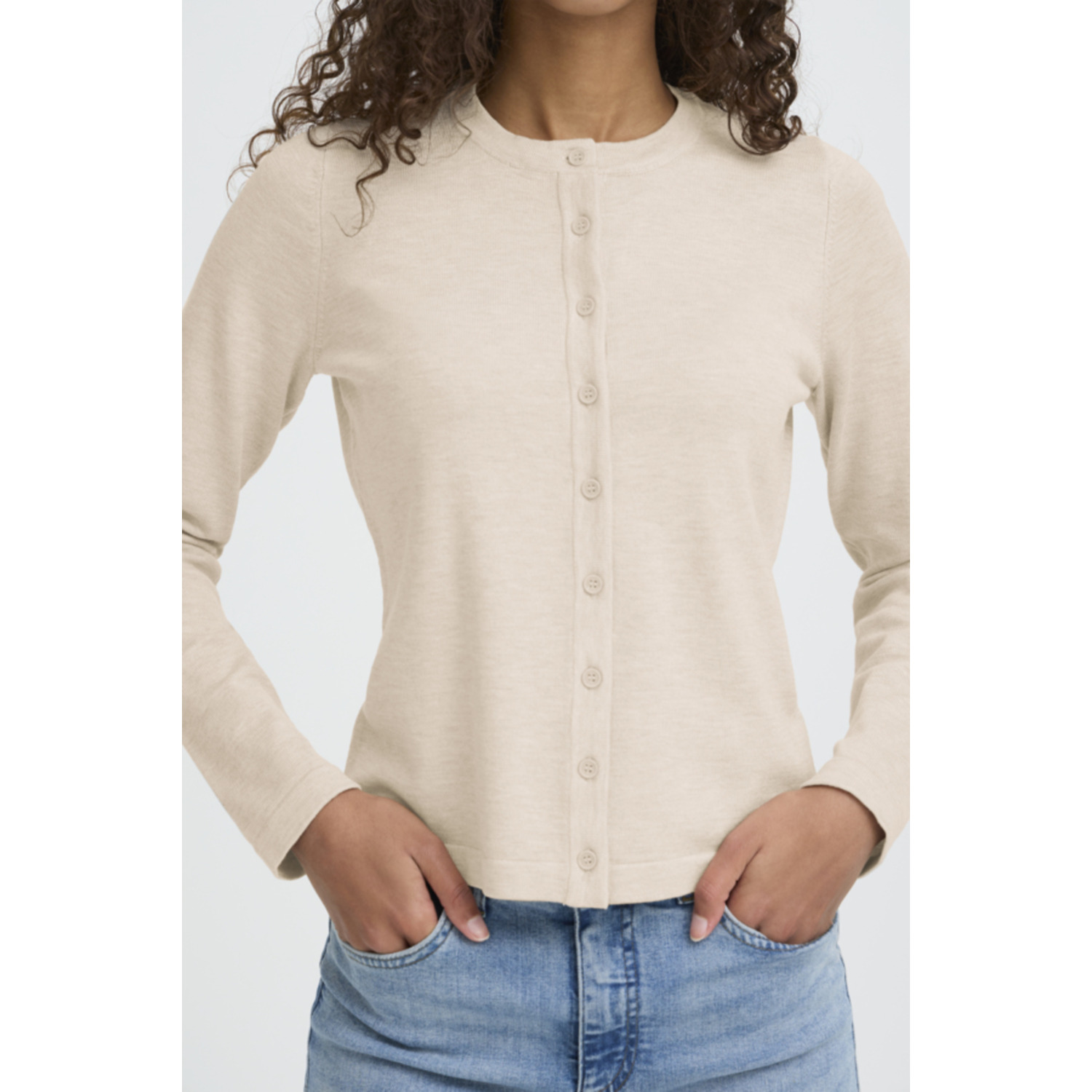 ICHI IHLuls O-Neck Vest Melange Beige - Afbeelding 7