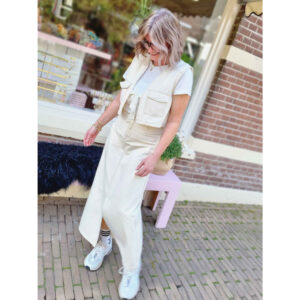 Moss Copenhagen Phelina Ida HW Denim Skirt Beige