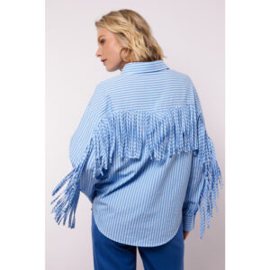Fluresk Mareilia Ruffle Blouse Wit Blauw
