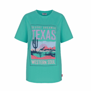 Fluresk Kendrick Texas T-shirt Aqua Blauw