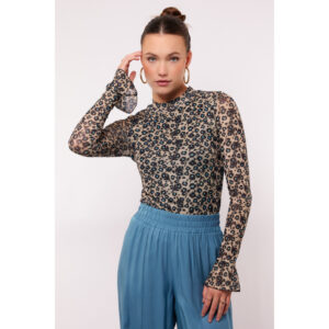 Fluresk Zarah Mesh Top Beige Blauw